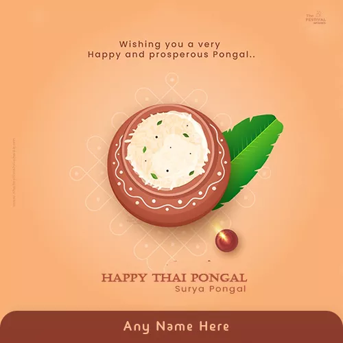 Write Your Name On Happy Thai Pongal 2023 Card