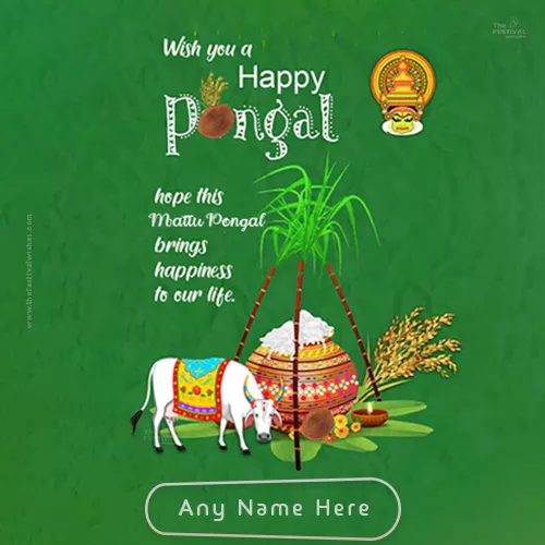 Write Name On Happy Mattu Pongal 2024 Wallpaper Download