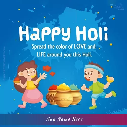 Create Name On Happy Holi Cartoon Images Card