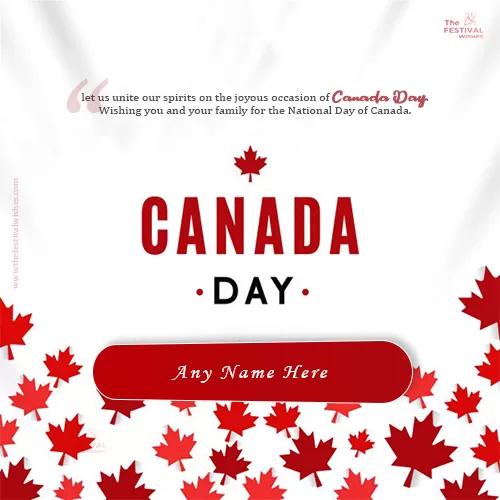 Write Name On Canada Day 2025 Greeting Card Message