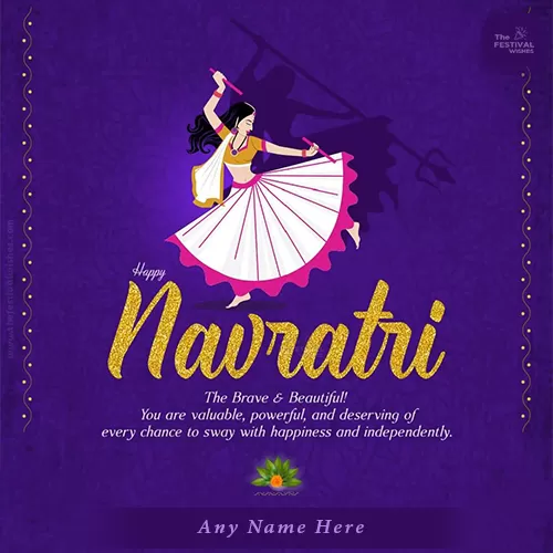 Write Your Name On The Navratri 2023 Card Design