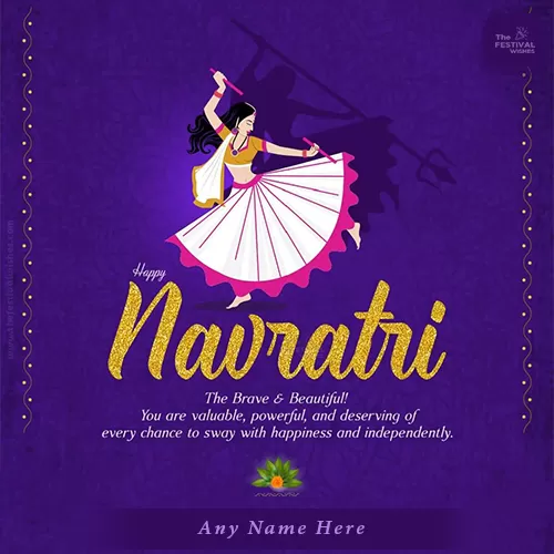 Write Your Name On The Navratri 2024 Card Design