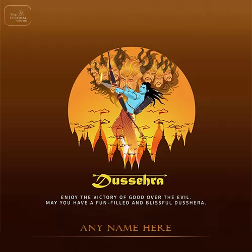 Wish Dussehra Ravan Dahan 2025 Card With Name