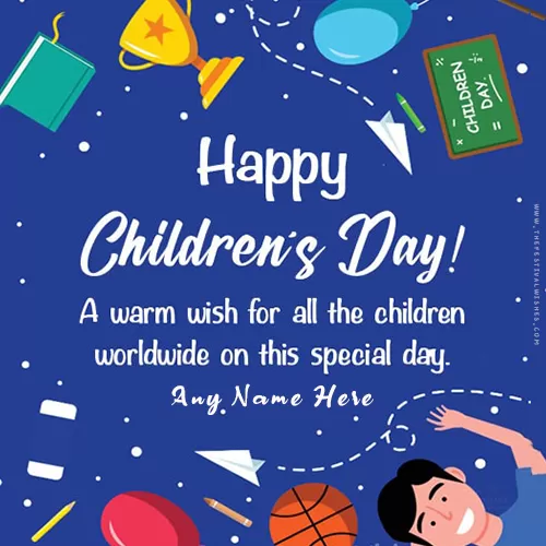 Create Your Name On Childrens Day Card Design