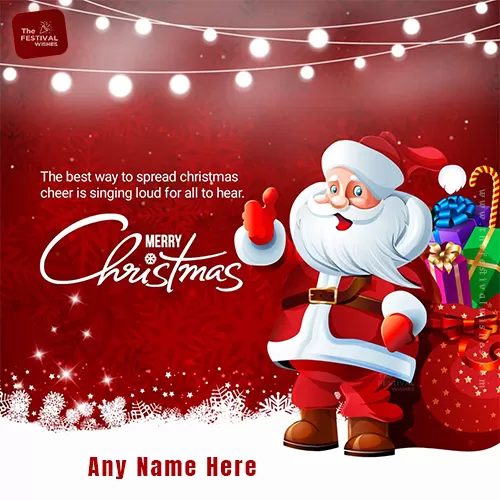 Merry Christmas Santa Claus Message Card Picture With Name