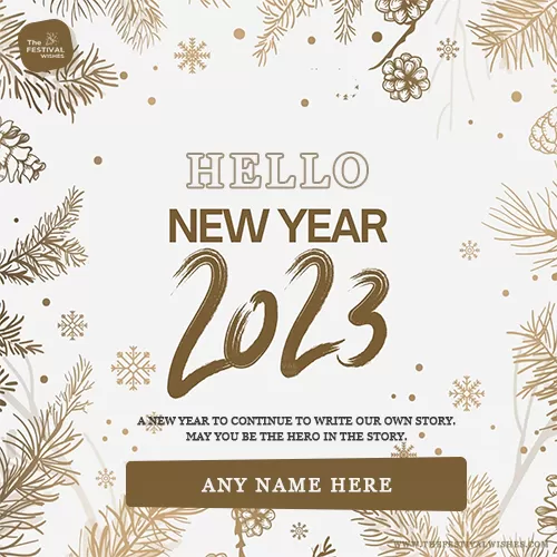 Hello Happy New Year 2023 Greeting Card With Name Editing