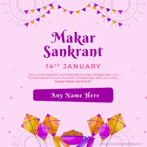 Happy Makar Sankranti 2024 Wallpaper Images With Name