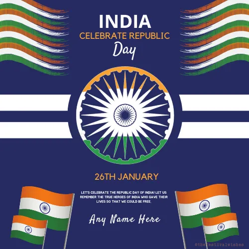 26 January 2024 Republic Day Wish Card With Name Image