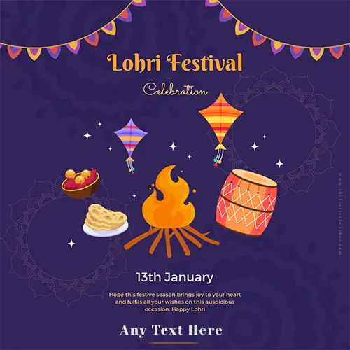 Happy Lohri Festival 2024 Greeting Card With Name Images