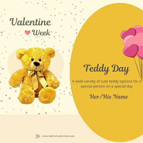Custom Teddy Bear Day Card For Valentine's Day With Name