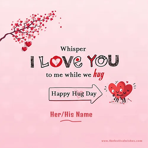Stylish Hug Day 2023 Cards With Name Edit