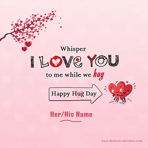 Stylish Hug Day 2025 Cards With Name Edit