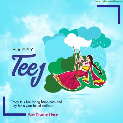 Happy Hariyali Teej 2023 Festival Card With Name