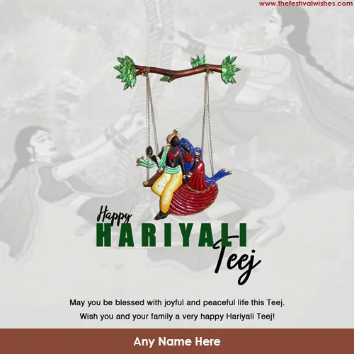 Hariyali Teej 2024 Wishes Cards With Name Edit