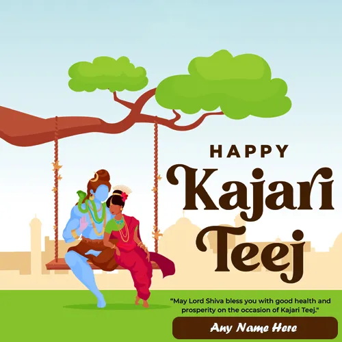 Kajari Teej 2024 Wishes Greeting Card With Name Edit