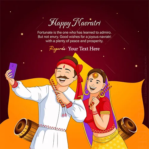 Create Happy Navratri 2023 Card Pics With Name Online