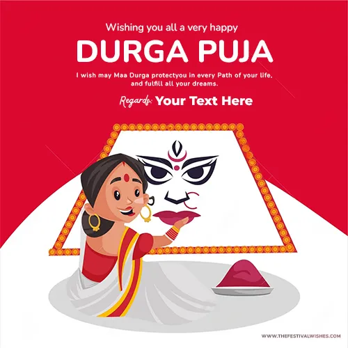 Write Name On Happy Durga Puja 2023 Card Images