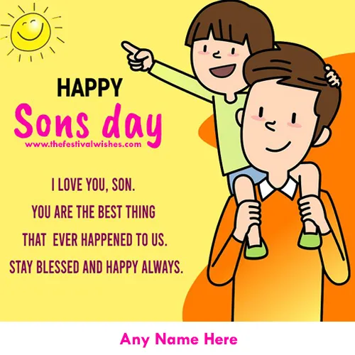 Happy National Son Day 2024 Greetings Card With Name