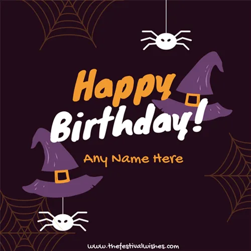 Write Name On Halloween Happy Birthday Cards Free