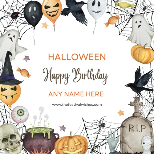 Cute Halloween Birthday Card With Name