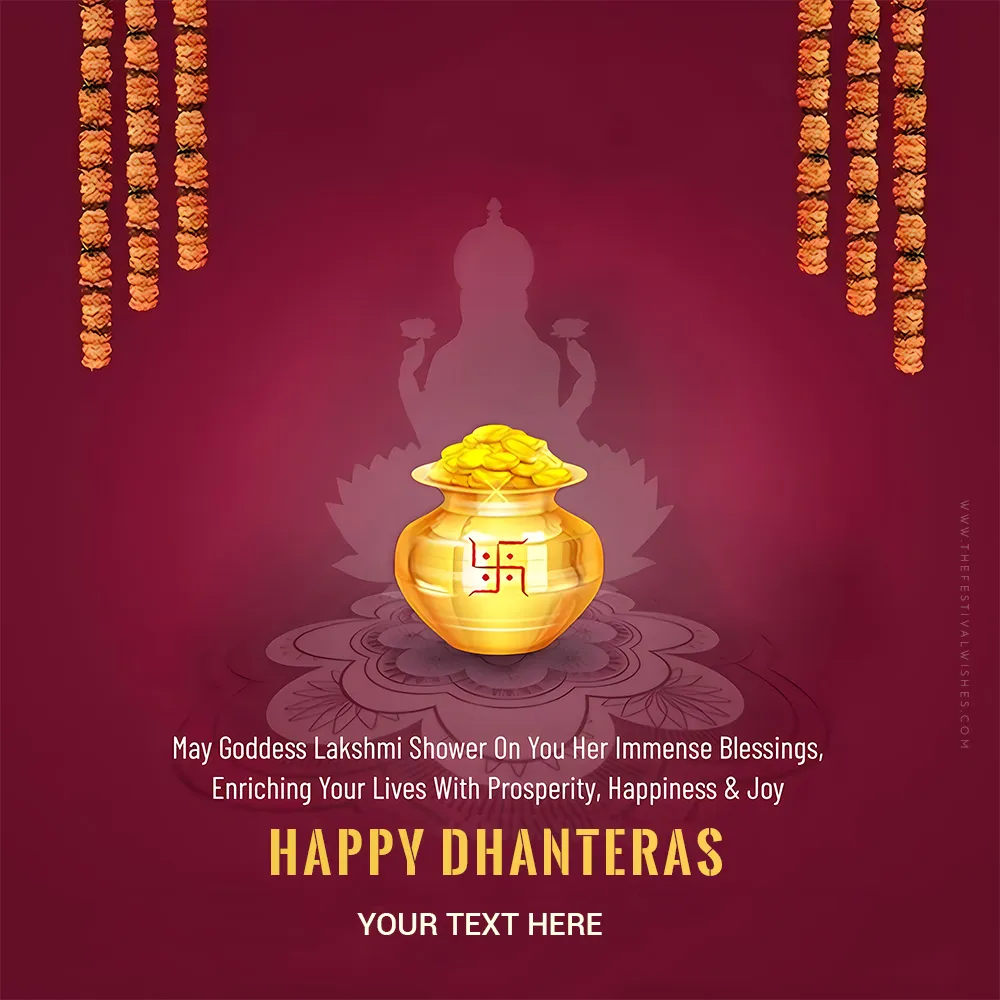 Wish You Happy Dhanteras 2025 Card Images With Name Editing