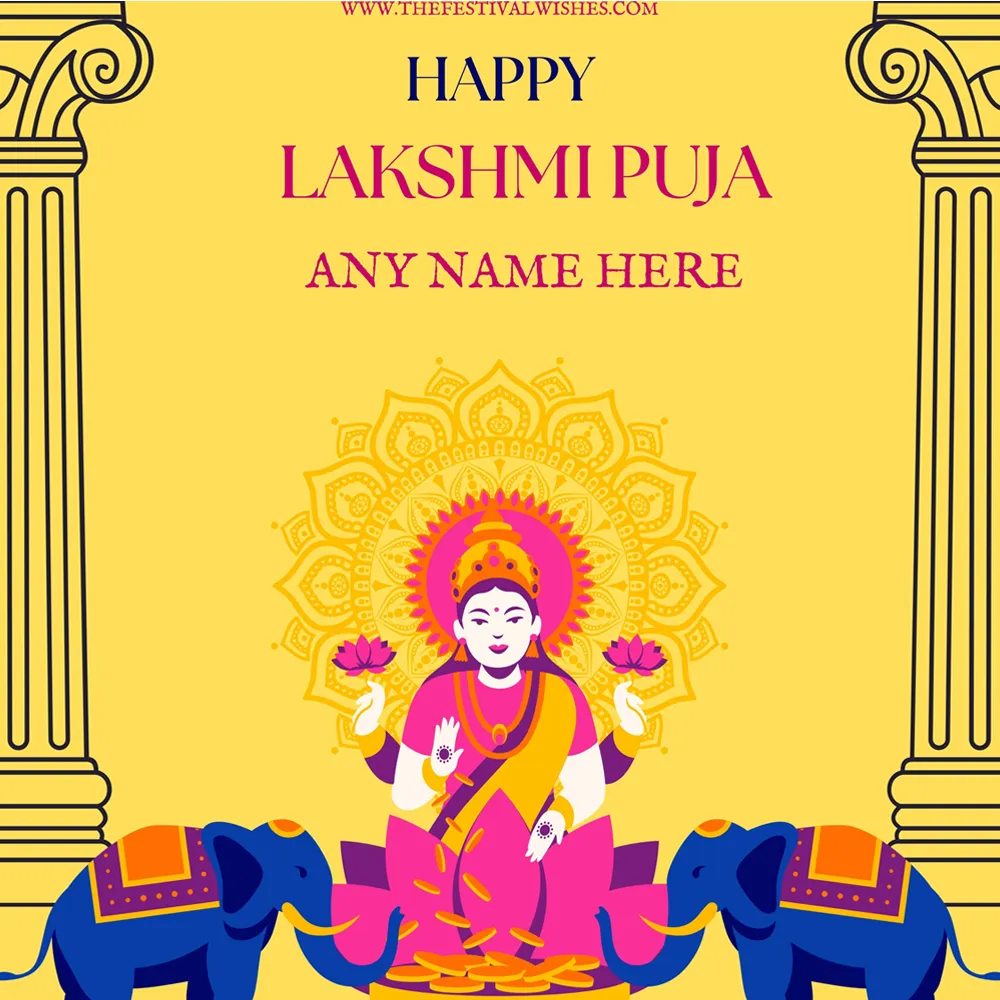 Create Goddess Laxmi Pujan 2025 Wishes Pics With Name