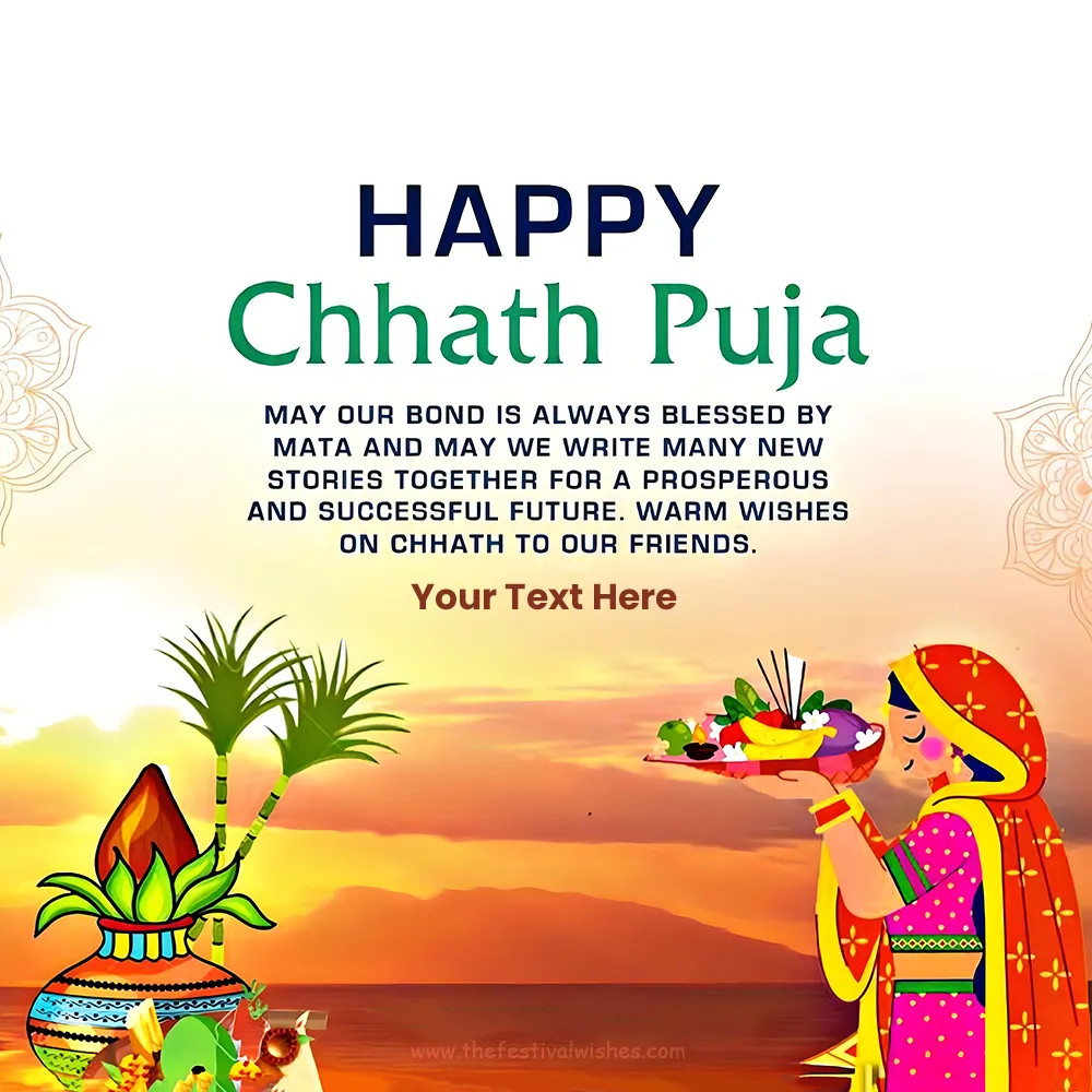 Happy Chhath Puja 2023 Greeting Card Images With Name Free Download