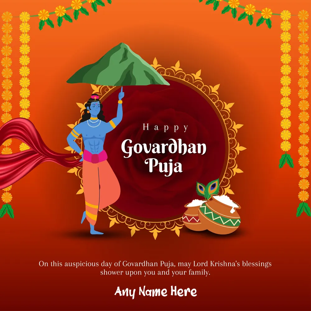 Govardhan Puja 2024 Greetings Pics With Name Edit