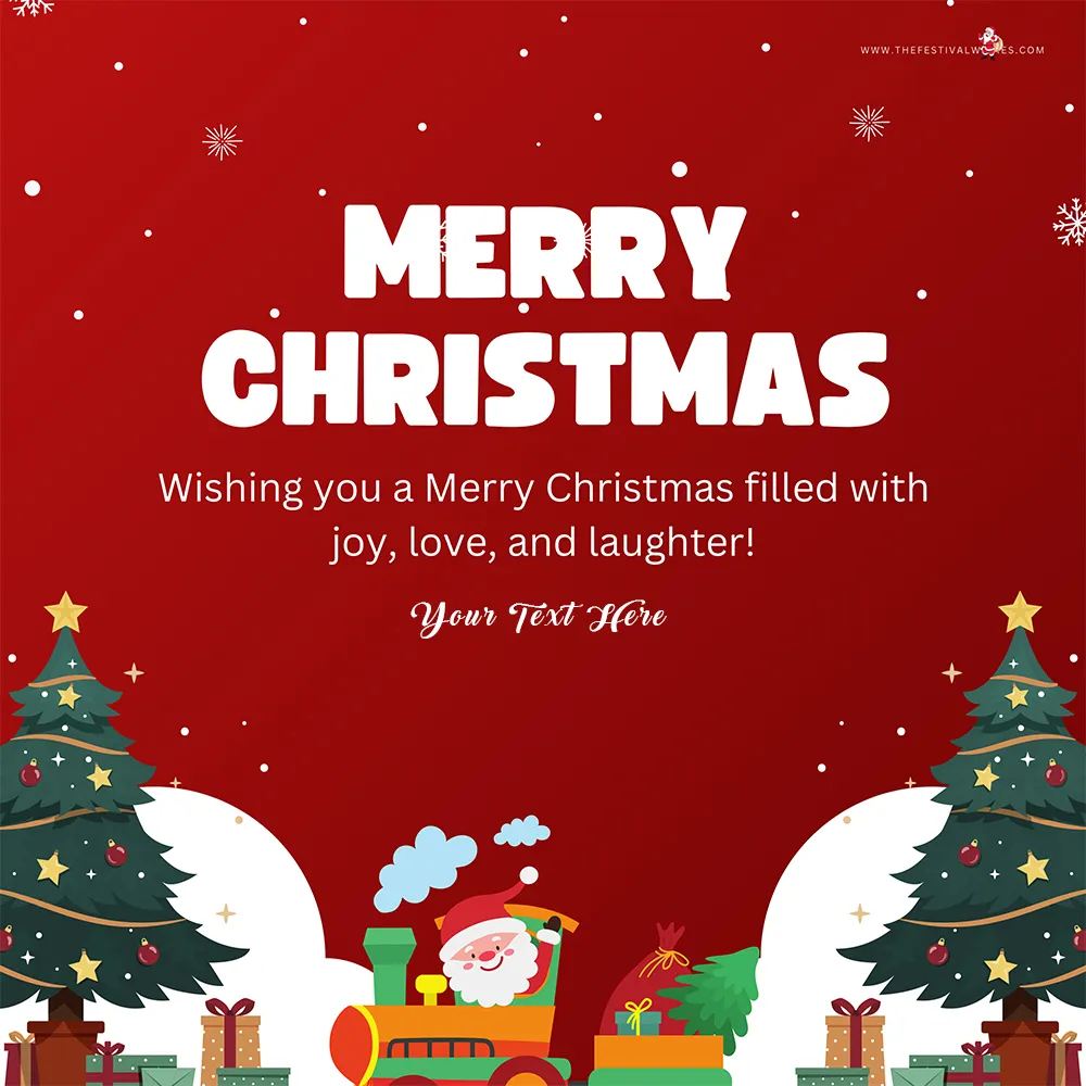 Editable Merry Christmas Tree Card Template With Name Edit