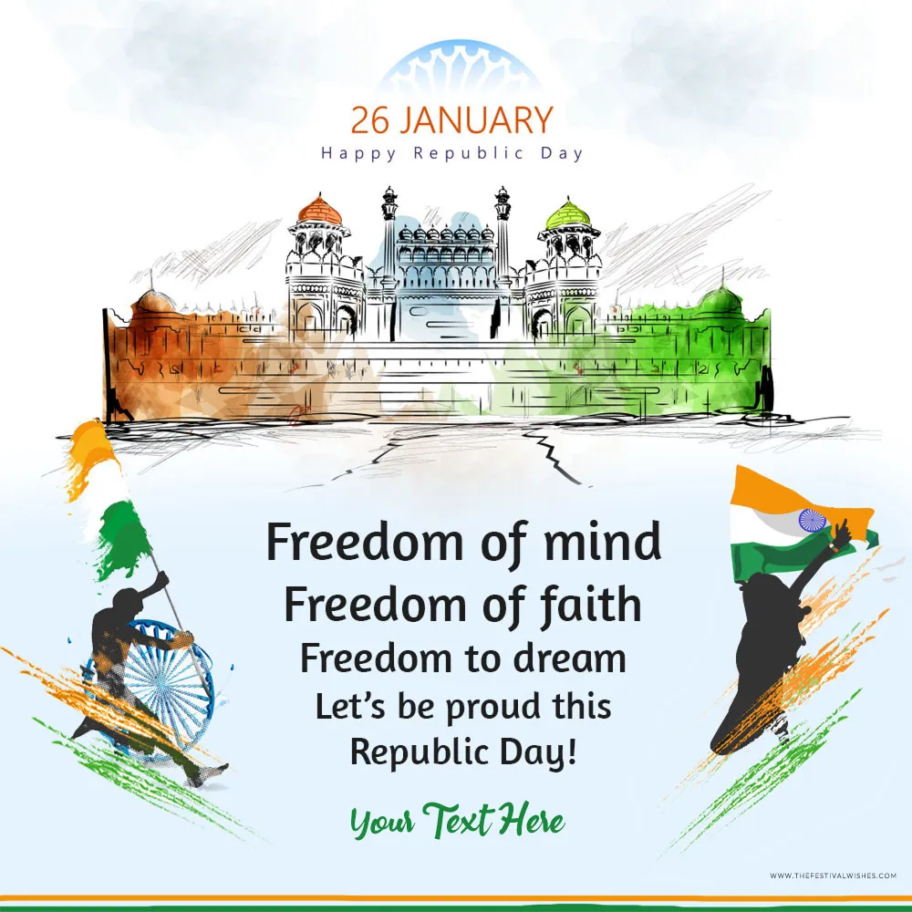 Free 26 January 2024 Republic Day Of India Greeting Cards Maker Online