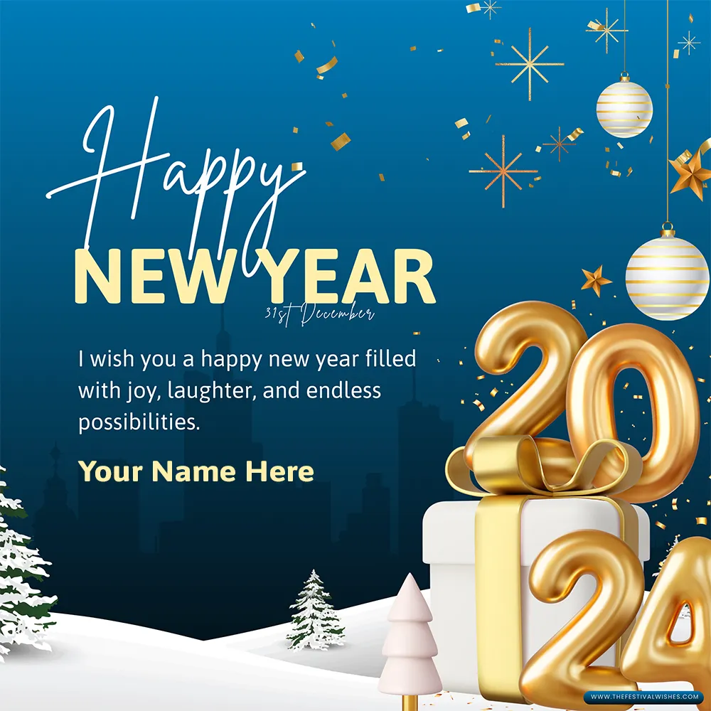 Write Name On 31st December Wishes Greeting Card Edit