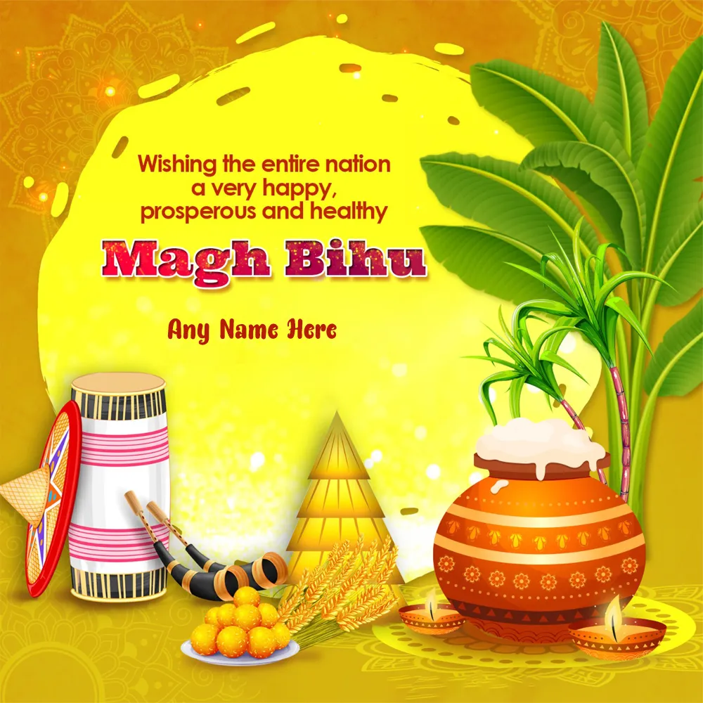 Happy Bhogali Bihu 2024 Wishes Photo In Assamese With Name
