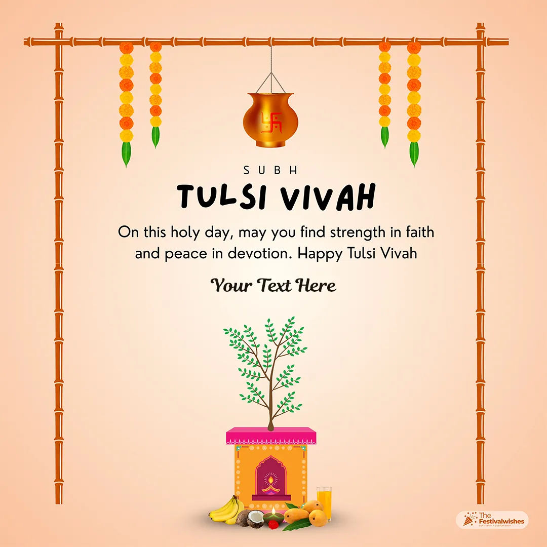 Happy Tulsi Vivah E-card Design With Name And Image