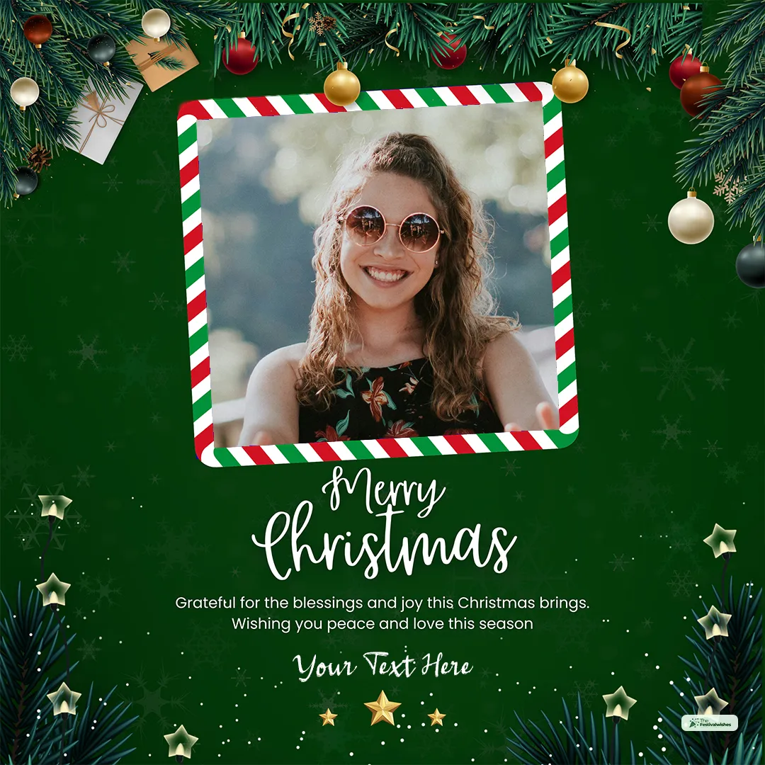 Merry Christmas Photo Booth Frame With Custom Name